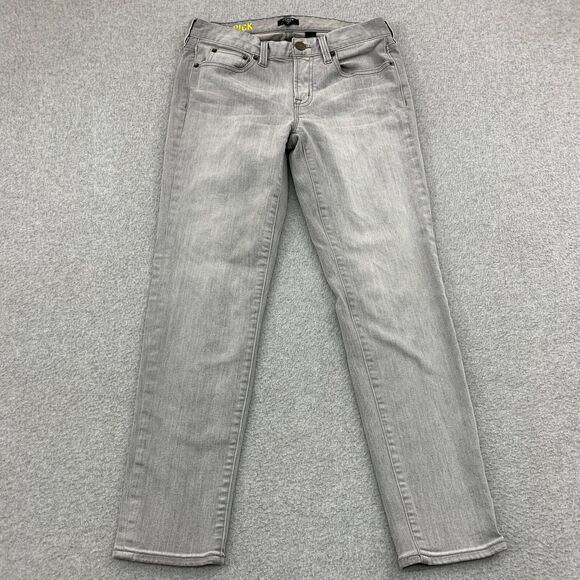 J. Crew Jeans Womens Size 27 Toothpick Stretch Gray Distressed - Picture 1 of 16
